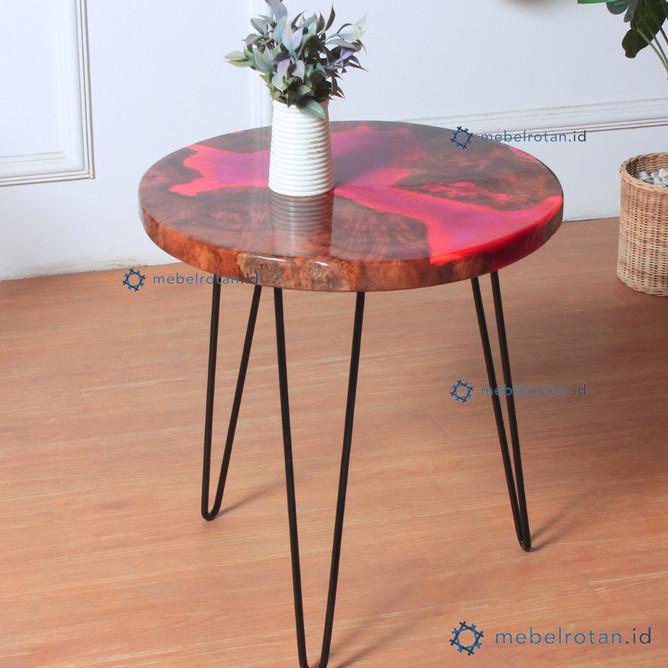 Meja Tamu Bundar Resin | Meja Sofa Minimalis Unik