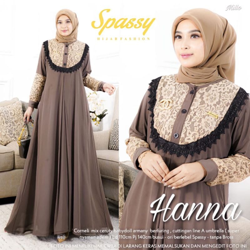 Busana Muslim Wanita Terbaru Hanna Dress Brukat Busui Friendly Outfit Kondangan Baju Wanita Jumbo Gamis Pesta Mewah Elegan