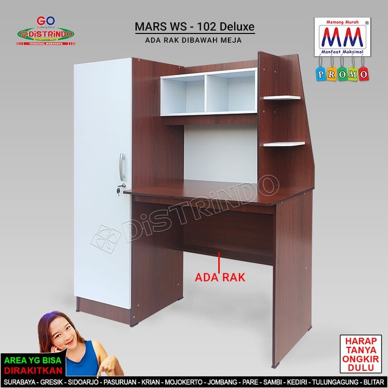 Meja Belajar Minimalis / Meja Kerja / Meja Belajar Lemari Rak
