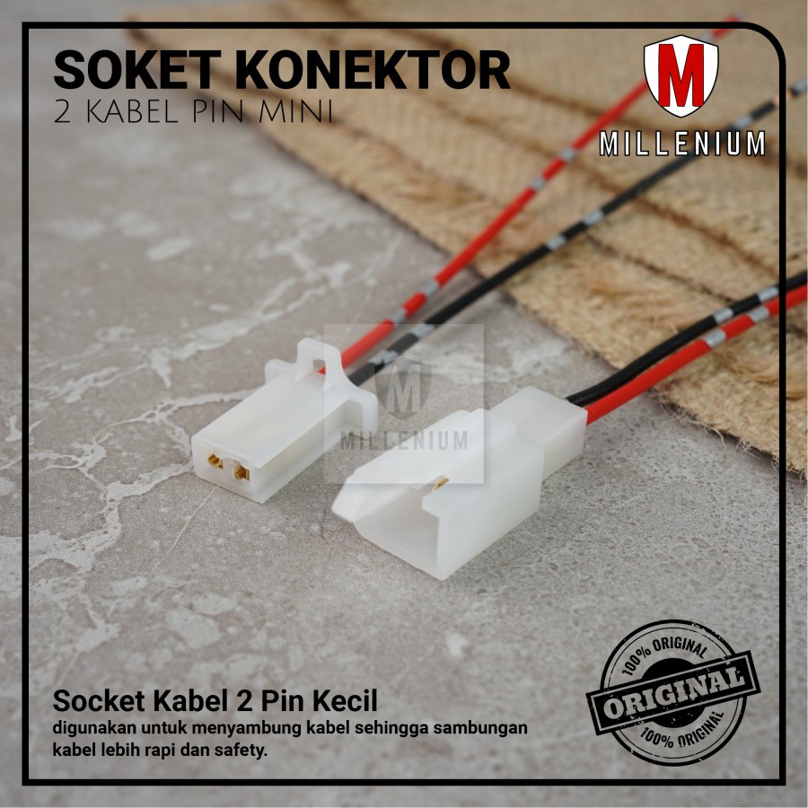 Soket Sambung 2 Pin Kecil / Mini Socket Kabel Konektor Mobil Motor (1 Set)