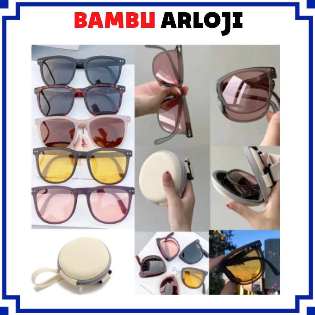 BAJ Kacamata Hitam Wanita Lipat Korea Fashion KacaMata Gaya Pantai Terbaru Bisa di LIPAT Sunglasses Anti-UV 400 Wanita Pria Import Kacamata Murah KC042