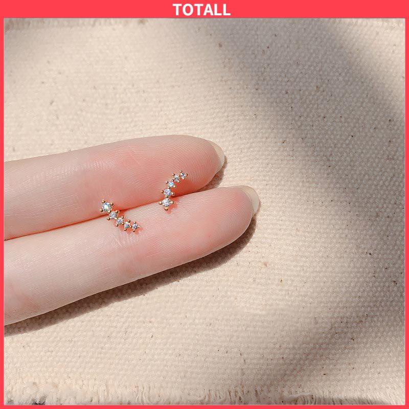 COD Anting Zirkon Set Mikro Sederhana  Baris Kecil Berlian Geometris  Anting Gandum Kecil yang Lucu-Totall