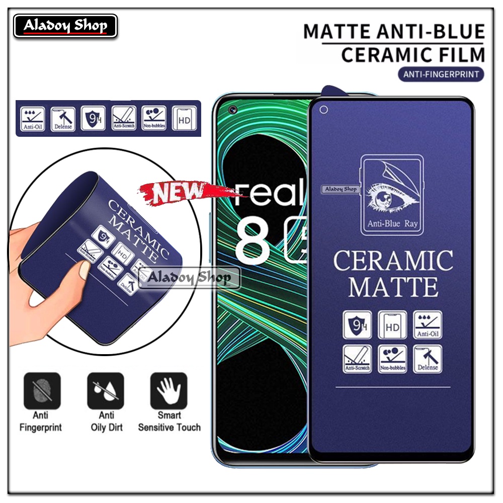 PAKET 3IN1 Anti Gores Blue Matte Anti Glare Realme 8 5G + Tempered Glass Camera dan Skin Carbon