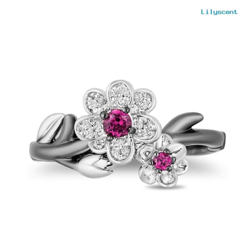 [LS] Berlian Imitasi Plum Blossom Bunga Wanita Kalung Telinga Stud Anting Cincin Jari