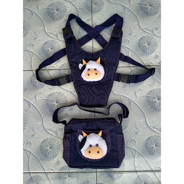 tas2in1dan gendongan depan boneka sapi