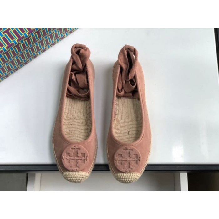 Sepatu Tory Burch Original TB Flat Shoes Minnie Lace Up Espadrilles
