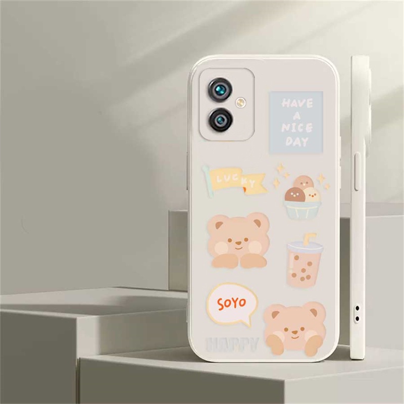 Milk Tea Brown Bear Case Samsung A04 A04S A73 A33 A13 A03 A03S A23 A22 A21S A12 A02S A11 A51 A10 A30 A50 A52 A20S A10S M12 J4 Plus M22 M32 4G Tide Case Pelindung Aksi Arus