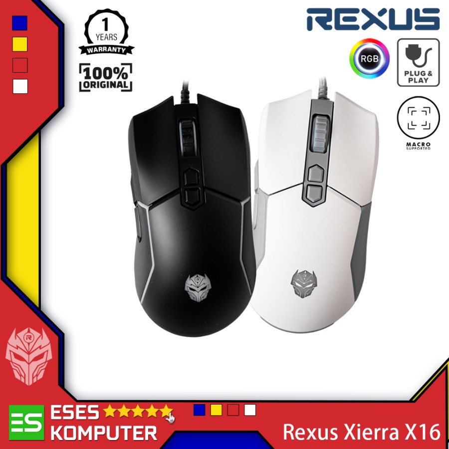 Mouse Rexus X16 / X-16 Xierra RGB - Gaming Mouse - Garansi Resmi Rexus