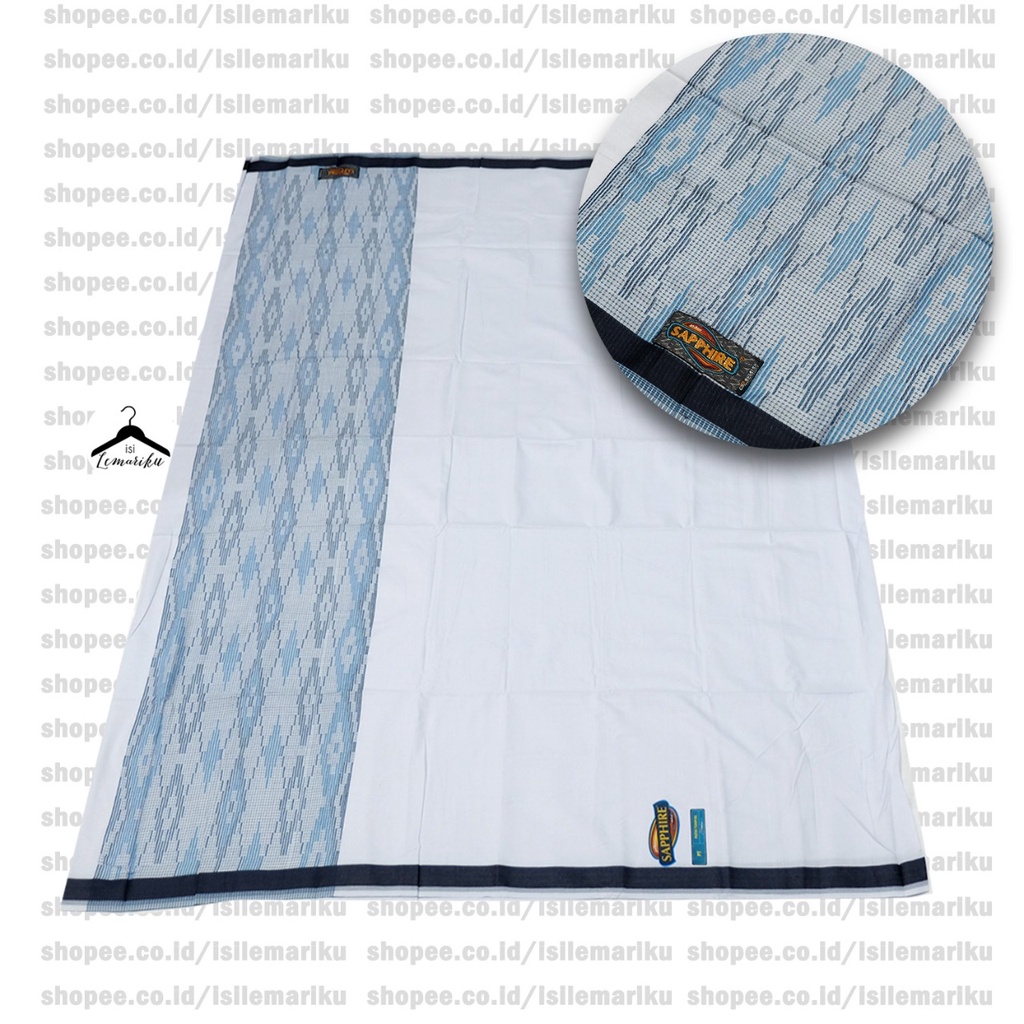 Sarung Tenun Sapphire Putih Polos / PTPL