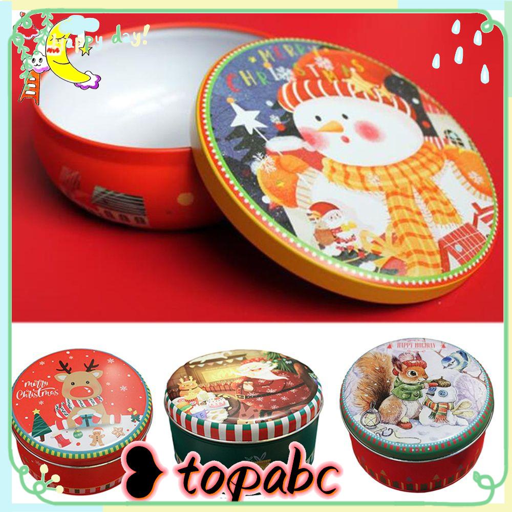 Top Christmas Tin Gift Box Kado Wanita Pria Wadah Penyimpanan Permen Untuk Kue Kering Permen Motif Rusa Cookie Box