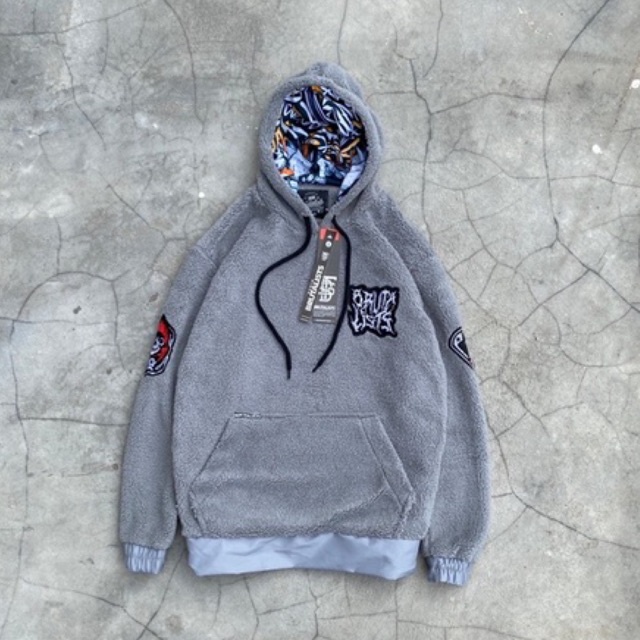 GEVAR HOBU Hoodie Bulu Sherpa Tebal / Sweater Hoodie Sherpa Bulu Premium