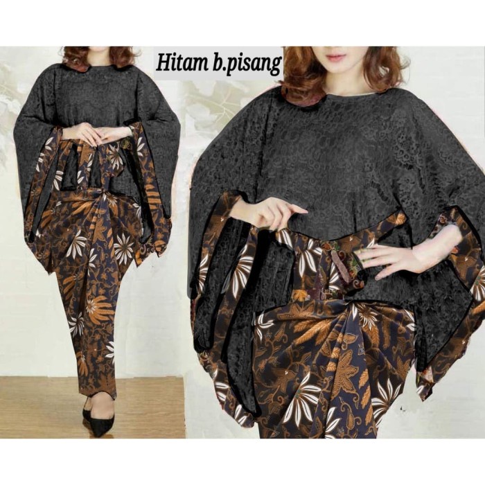 Jual Baju Kebaya Baju Setelan Batik Batwing Modern Brokat+Rok Lilit ...