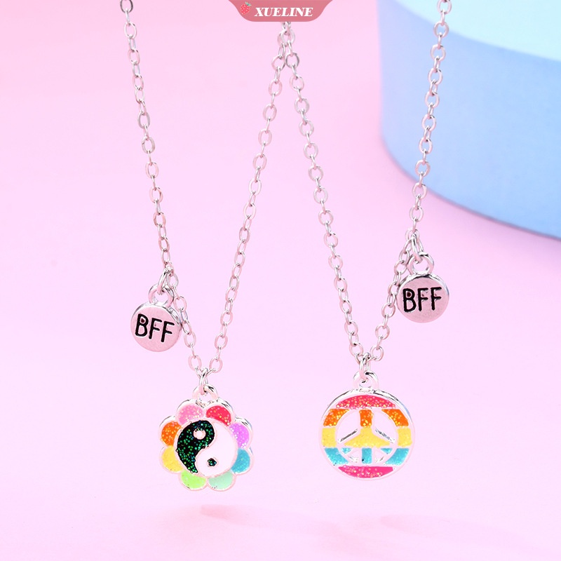 2pcs/set Liontin Bentuk Bunga Matahari Rantai best friend Kalung BFF Persahabatan Perhiasan Hadiah Untuk Anak [ZXL]