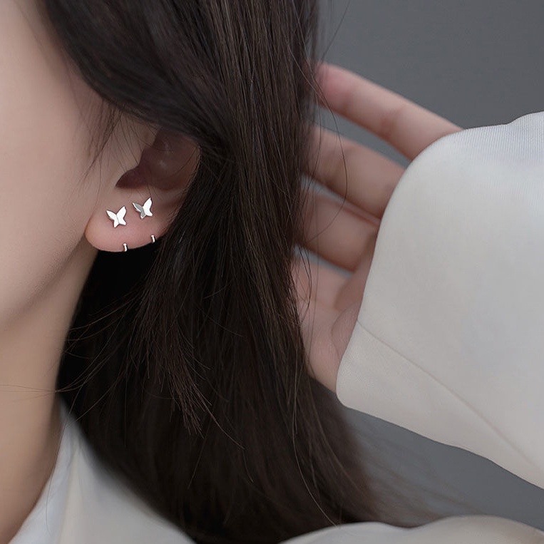 Y2k Korea Anting Perak Untuk Wanita Hypoallergenic Fashion Kupu-Kupu Hook Earring Perhiasan Aksesoris