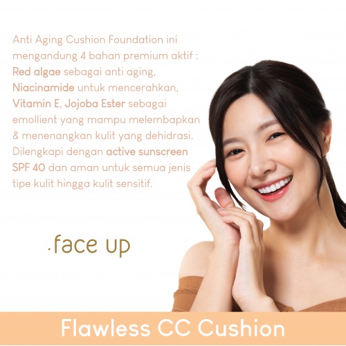 .FACE UP Flawless CC Cushion (New series of anti aging) with RED ALGAE [SINERGIA] refill