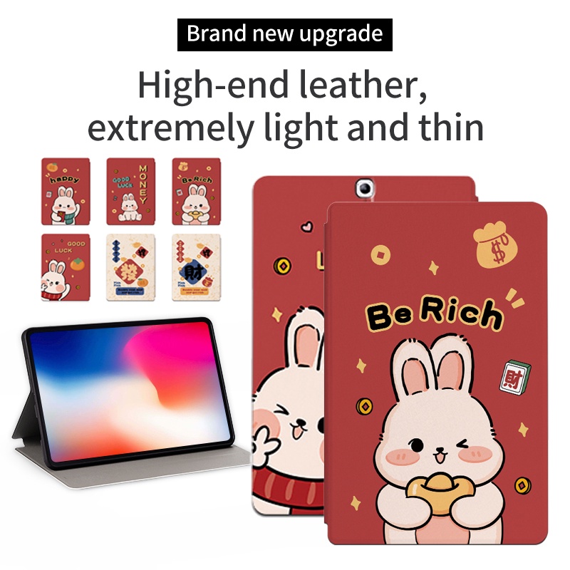 Untuk Samsung Galaxy Tab S2 8.0 (2015) SM-T715 SM-T710 SM-T719N SM-T719 SM-T715Y SM-T719Y SM-T713 Fashion NewYear Festival Pola Kelinci Lucutablet Cover Pelindung Flip Stand Case
