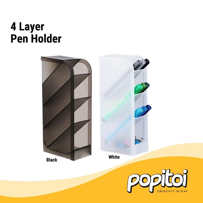 

✨NEW✨ - Pen Holder 4 Layer - Rak Mini Tempat Pensil Alat Tulis Desk Organizer - Transparent