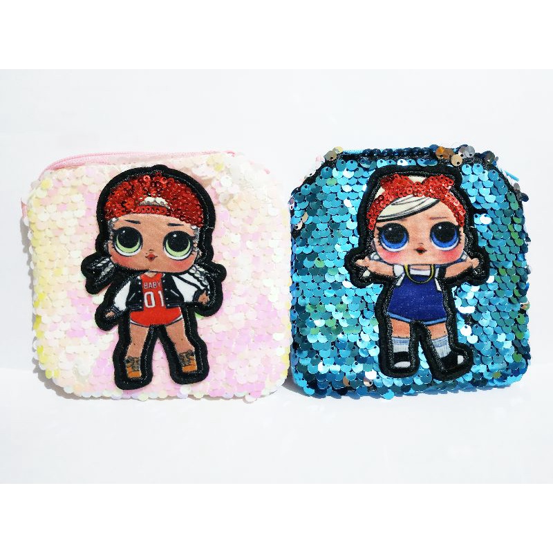 TB05 Tas Bulu Slempang Sequin Blink Unicorn/LOL Kotak Square 11x12cm Slingbag