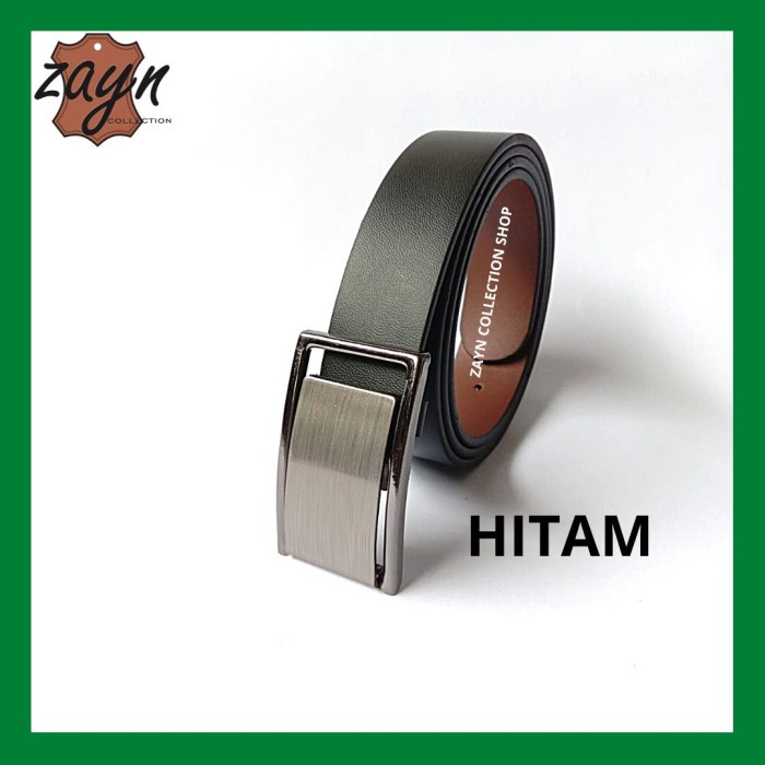 ikat pinggang pria Ikat Pinggang Sabuk Polos Pria / Wanita Stainless Steel Formal Murah - Hitam, Sta