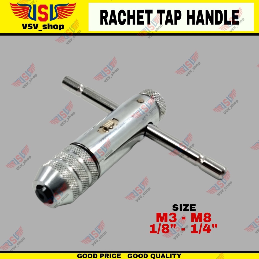 Gagang Hand Tap Rachet 3mm-8mm Stang Tap Handle Tap Rachet M3-M8