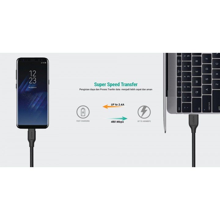 AKN88 - AUKEY CB-AM2 - USB-A To Micro USB Braided Cable - 2M