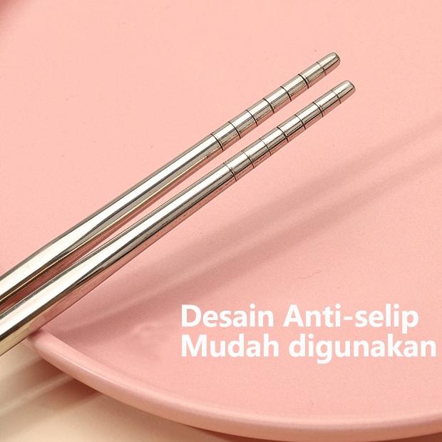 Update Miniso Sendok Garpu Set Gaya Eropa Sendok Sumpit Set Sendok Garpu Bepergian Stainless Steel