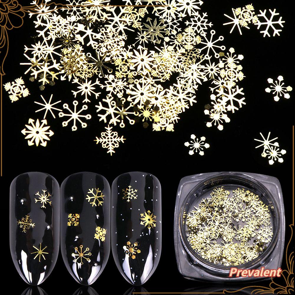 Preva 90pcs/Set Snowflake Nail Sequin DIY Dekorasi Natal Mix Desain Winter Sticker Nail Art Glitter
