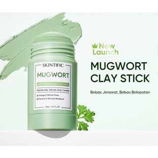 Image of 【Skintific Outlet Official】SKINTIFIC Mugwort Anti Pores & Acne Clay Stick 40g Facial Mask Masker Wajah Wash off Mask Green Mask Stick