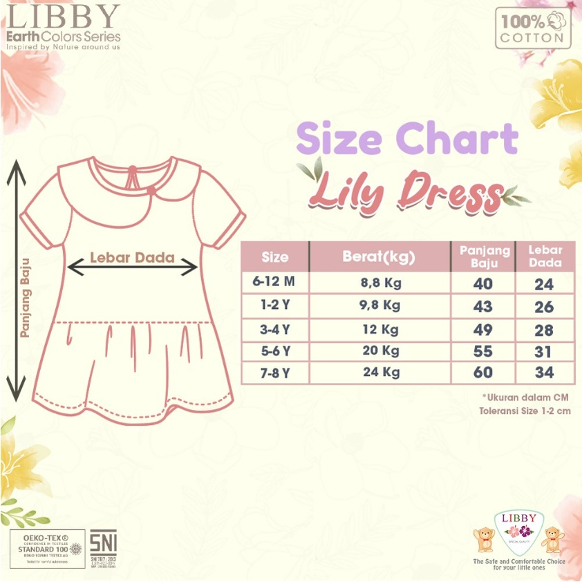 Libby Nara Dress / Lily Dress 6M-10Y Earth Series Collar Dress Fashion Anak Perempuan