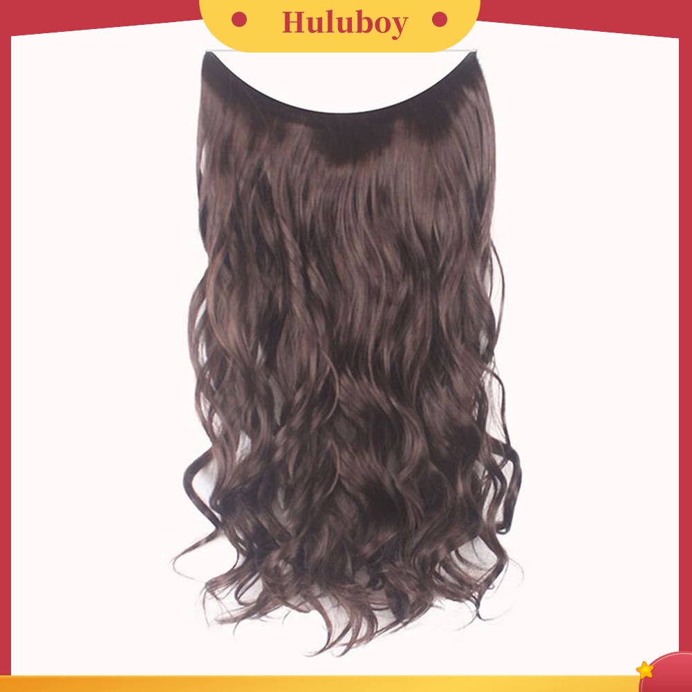 Wig Rambut Ekstensi Model Panjang Lurus Keriting Dengan Klip Untuk Wanita