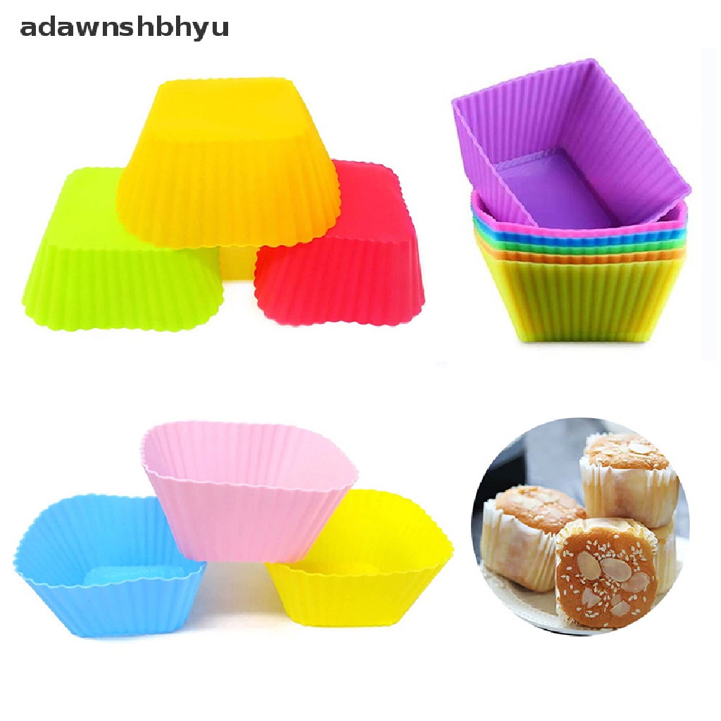 Adawnshbhyu 1 /6PCS Cetakan Silikon Cupcake Bentuk Persegi Muffin Dapur Baking Pastry Tools ID