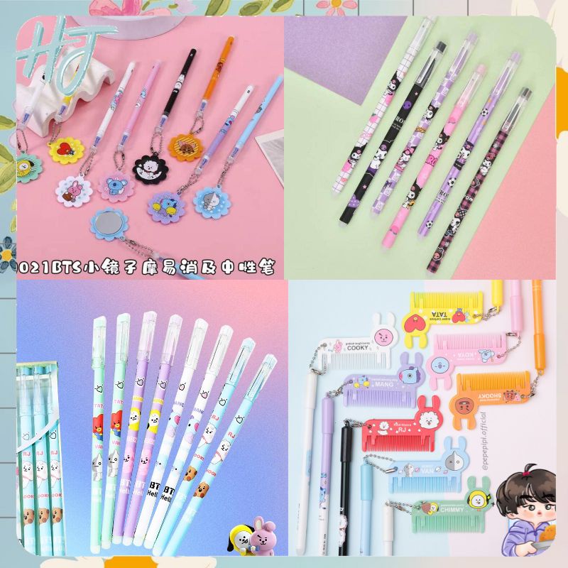 

COD (HJ) Pulpen Motif Karakter Bisa Dihapus Bolpoin Gel Erasable Pen Pulpen Gantungan Perpack Isi 12pcs