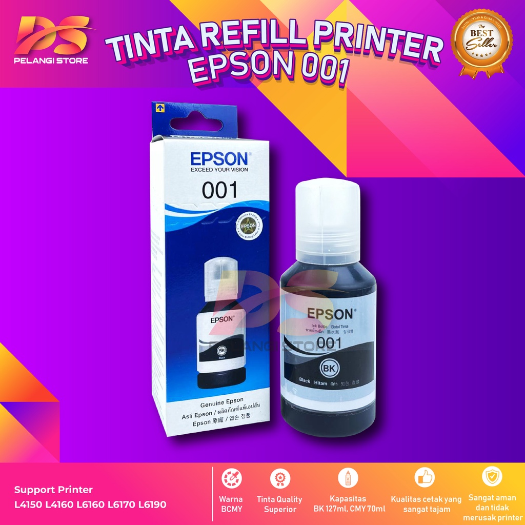 Tinta Epson 001 Black Tinta Printer L4150 L4160 L6190  L6160 L6170