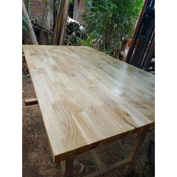 Meja Resin Kayu Jati Ukuran 120X60X4 Meja Murah Top Table Furniture Papan Jati Super Asli Laminating