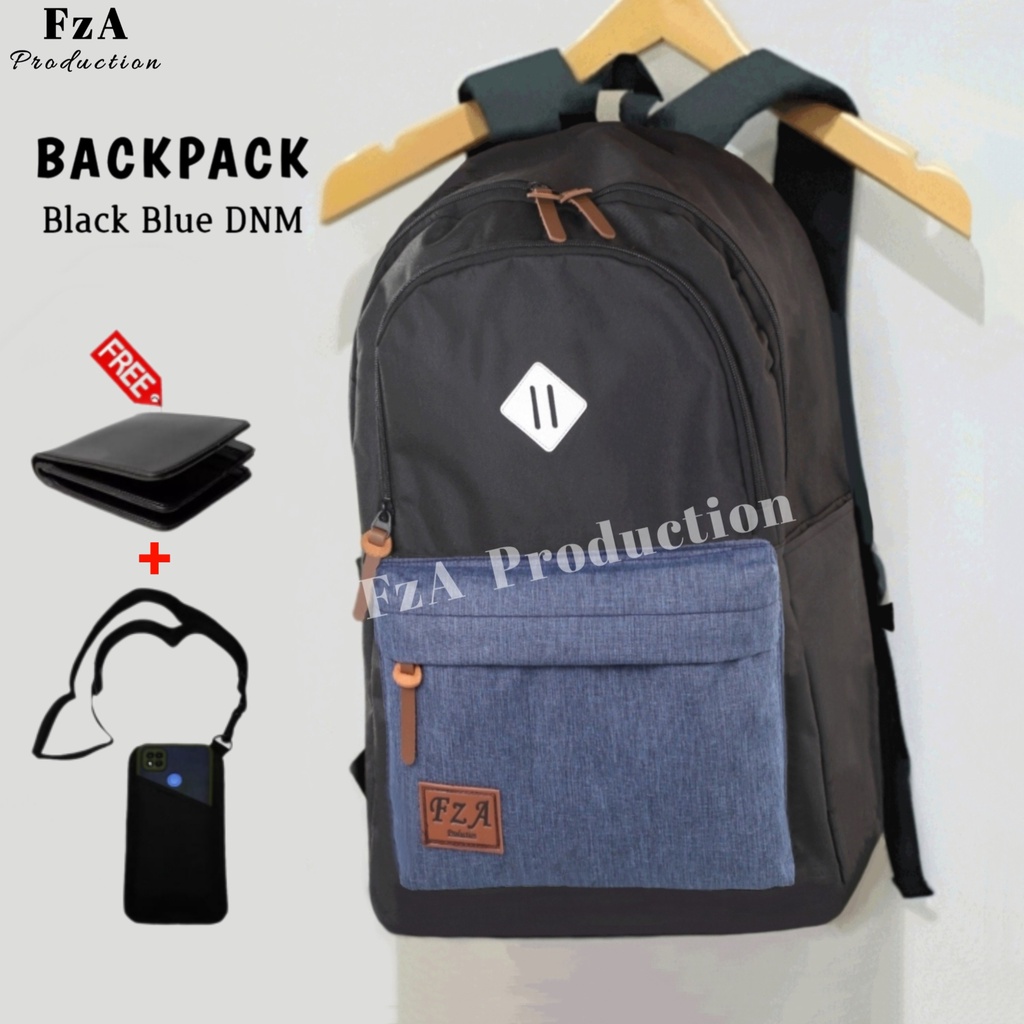 Tas Ransel Punggung Distro Casual Pria Wanita / Tas Ransel Laptop Original - FzA FREE Dompet Sakko HP