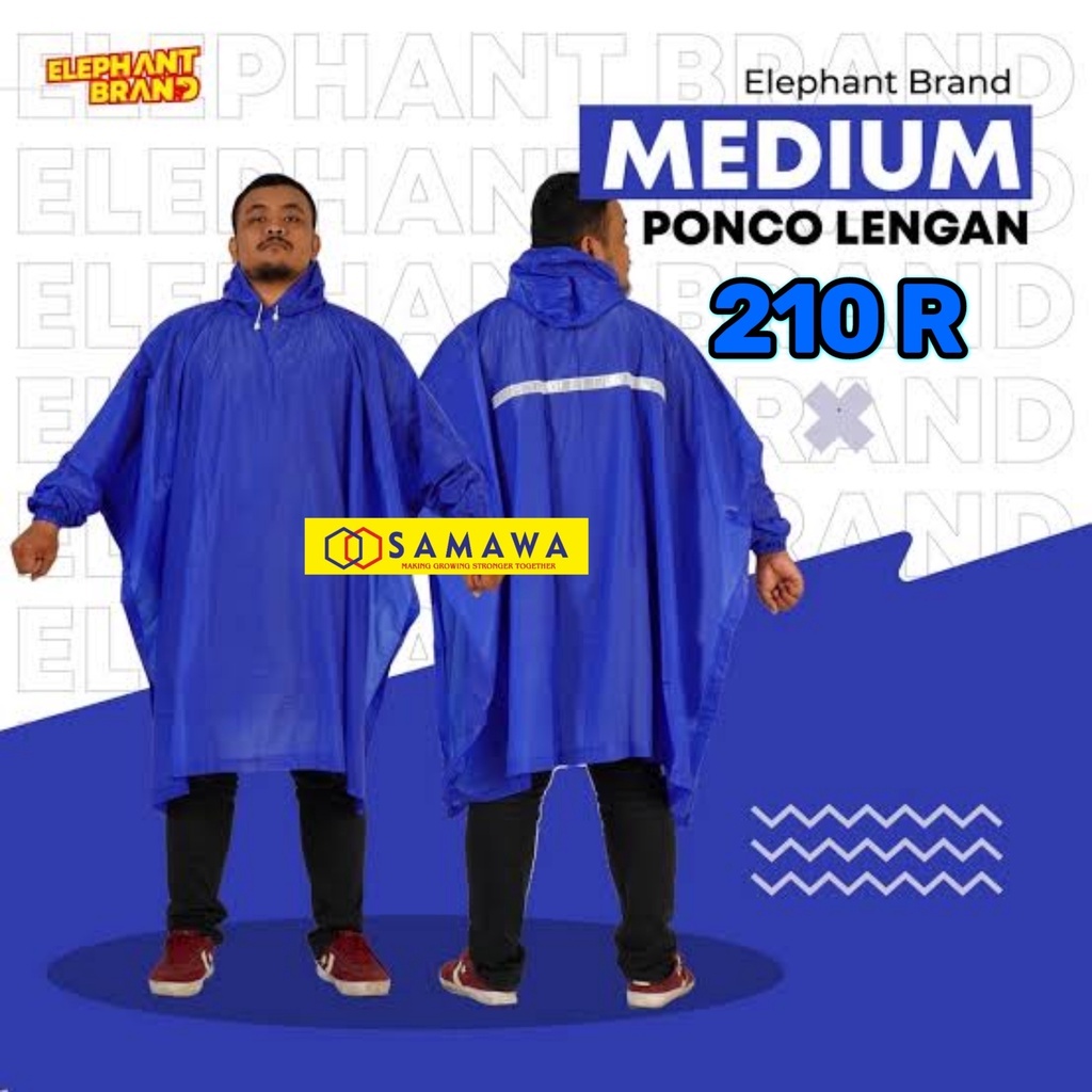 Jas Hujan Elephant Brand - MEDIUM 210 PONCO LENGAN Cocok Untuk Berat Badan 55kg Sampai 80kg