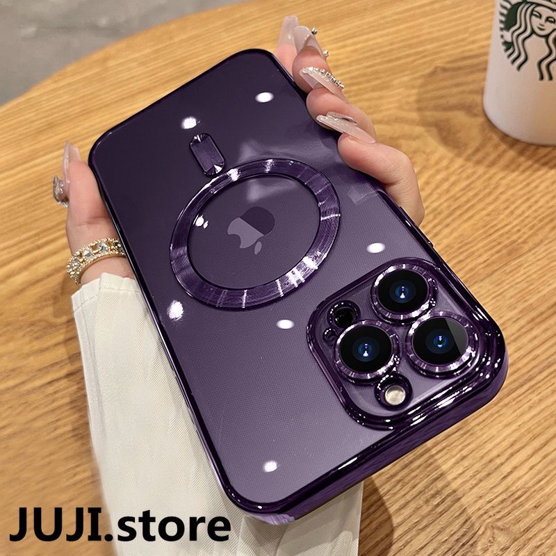 IPHONE Shockproof Bumper Akrilik Cover Untuk Magsafe Magnetic Wireless Charge Case Untuk Iphone14 13 12 11 Pro Max Mini XS Max X XR 7 8 Plus SE 2020 Plating Clear Cover