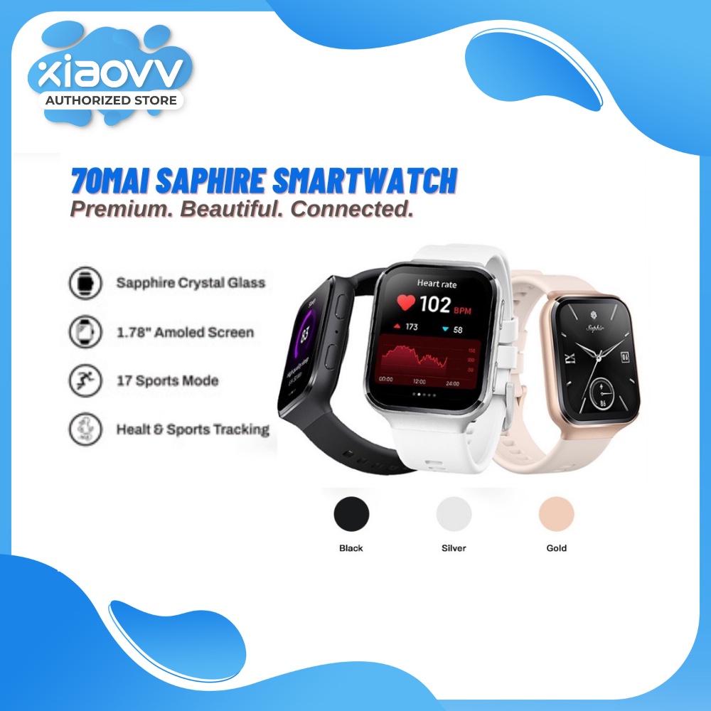 70 Mai Saphir Watch - Smartwatch Crystal Glass Bluetooth GPS Sport Heart Rate Monitor Call Reminder