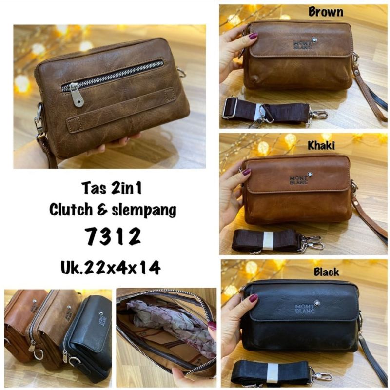 Tas Pria Clutch Selempang Montblanc 2 in 1 import