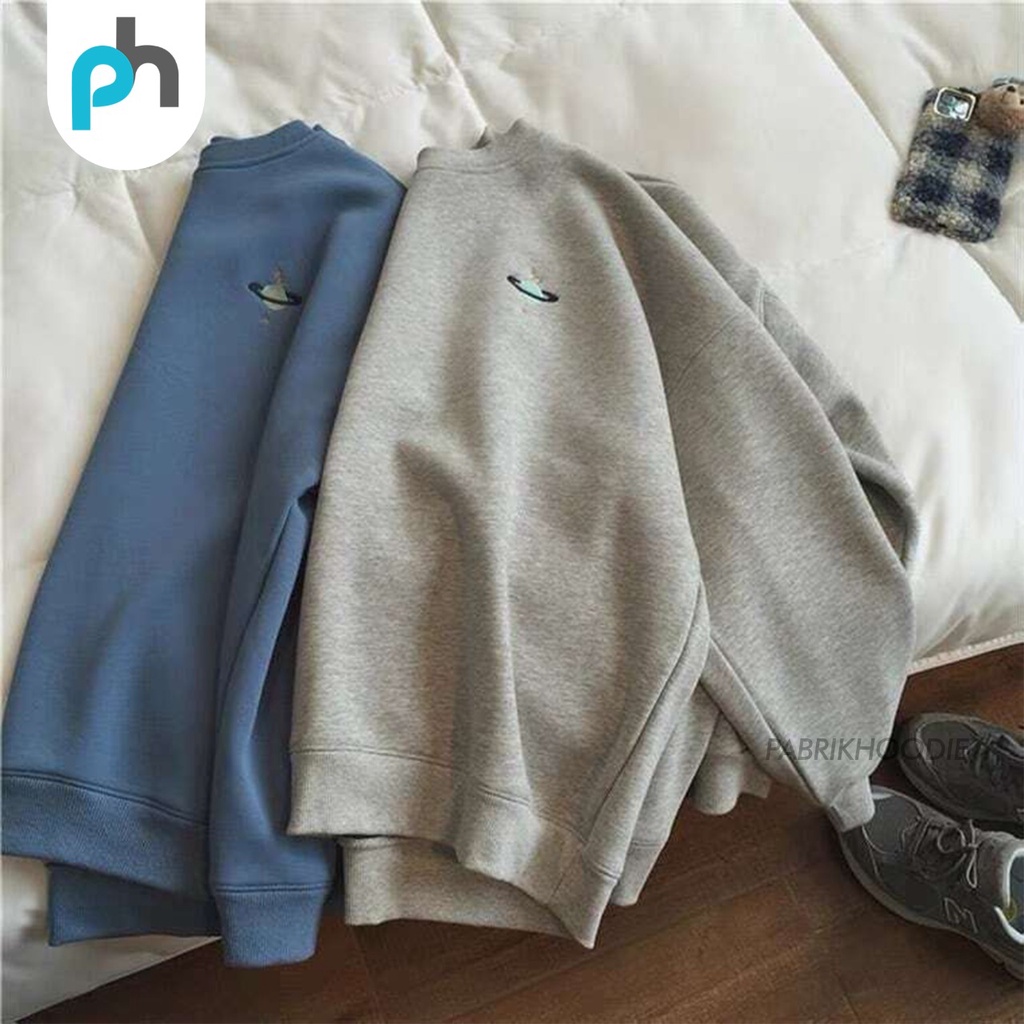 PABRIKHOODIE - BASIC SWEATER  LITTLE SATURNUS 001 M-XXL (BORDIR) {PRIA &amp; WANITA}