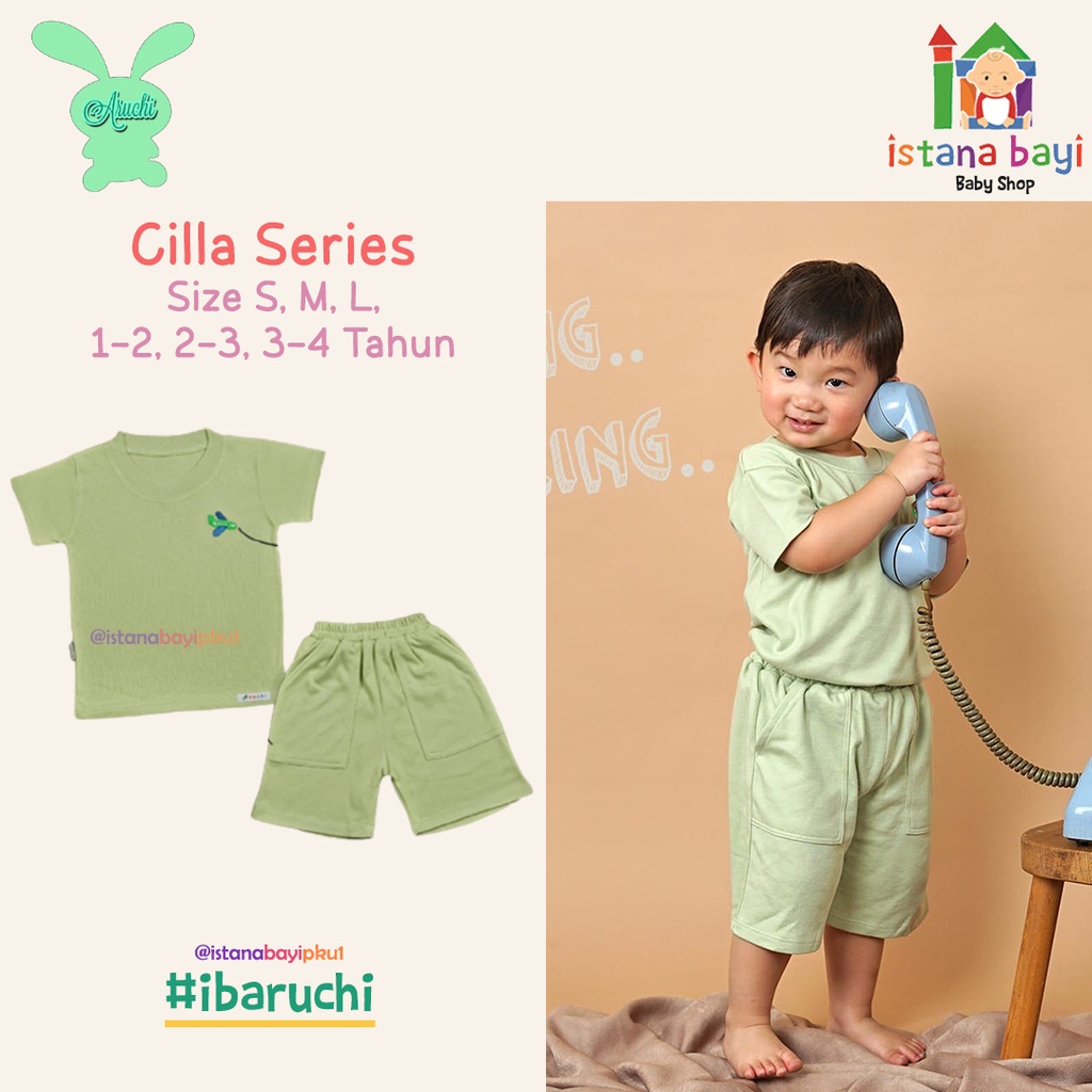 Aruchi Setelan Pendek T-shirt Cilla Girl &amp; Boy / Setelan Pendek Anak Warna