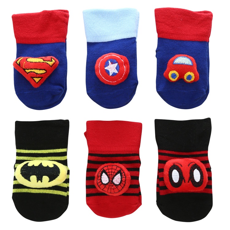 1234OS - KAOS KAKI BAYI MOTIF SUPERHERO / KAOS KAKI ANAK 3D MOTIF SUPERHERO / KAOS KAKI BAYI MOTIF TIMBUL.