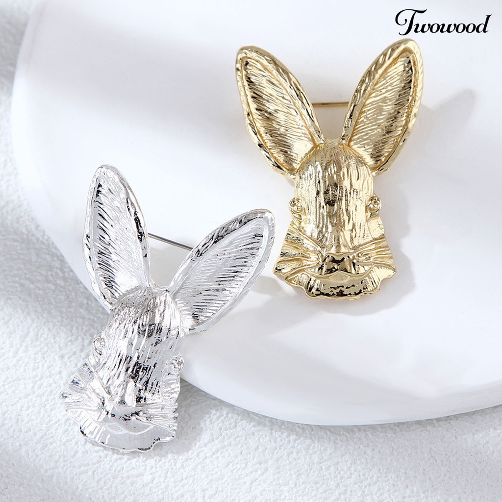 Twowood Rabbit Bros Vintage Meriah Kartun Serba Guna Bright Luster Hias Hadiah Wanita Bunny Animal Badge Suit Pin Paskah Dekorasi Untuk Artistik