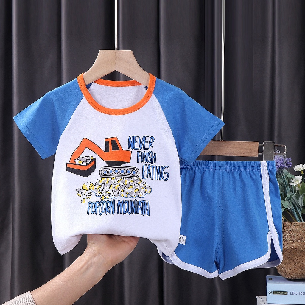 Baju anak baju bayi import Korea base putih karakter printing anti luntur setelan anak stelan bayi