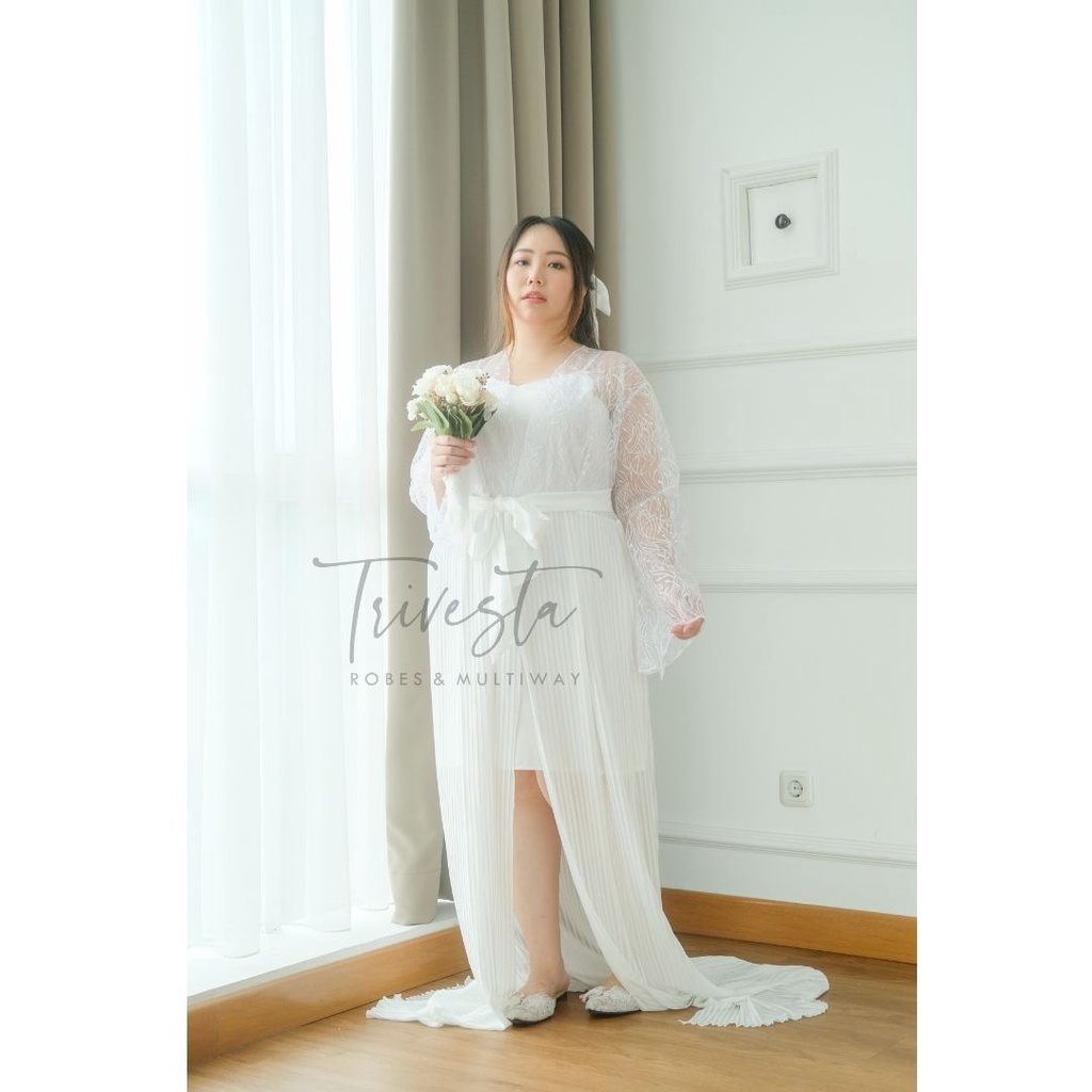 [BIG SIZE]  Clarkia Robe- Flower Endurance Collection - KIMONO ROBE PENGANTIN / BRIDESMAID WEDDING ROBE