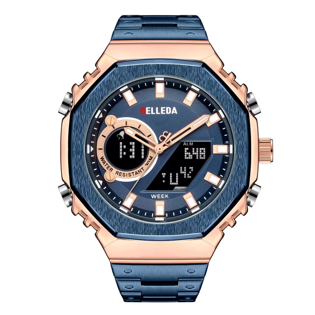 ✅COD BELLEDA 9950 JAM TANGAN PRIA DIGITAL ANALOG DUAL TIME RANTAI ORIGINAL ANTI AIR / JAM TANGAN PRIA ANTI AIR  ORIGINAL LUXURY STAINLESS STEEL QUARTZ