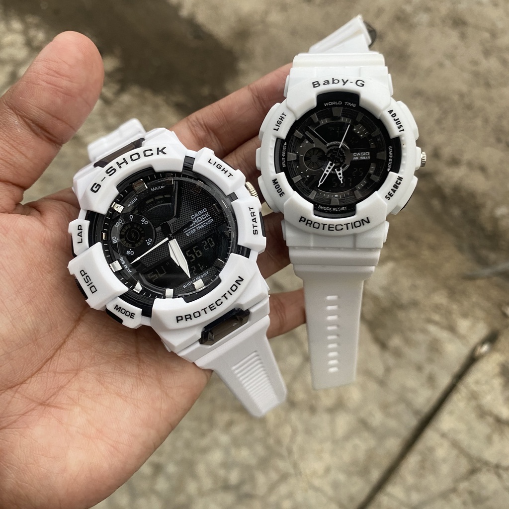 Premium (RRW) BEST SELLER JAM TANGAN COUPLE SPORTY G-SHOCK GA110 BABY-G FULL WHITE PUTIH TERLARIS