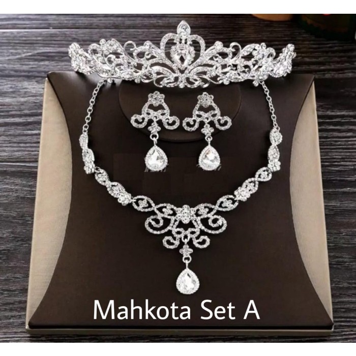 MAHKOTA PENGANTIN SET KALUNG ANTING AKSESORIS RAMBUT PENGANTIN