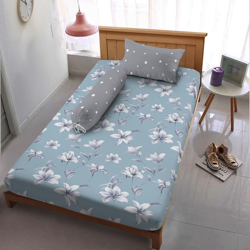 Kintakun Sprei Flat 100/120 Nurmala Bunga Dluxe Microtex Hitam
