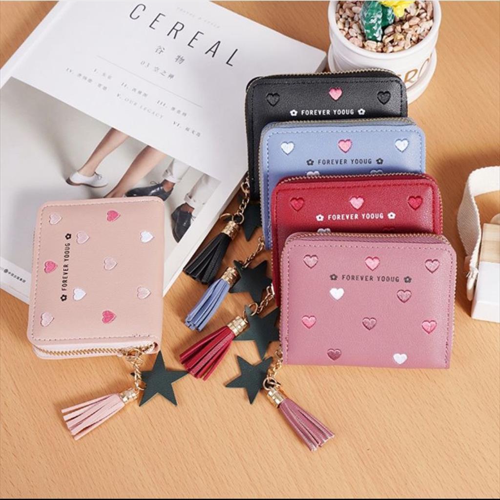 LS 056 - Dompet Lipat Mini Love Restfully Dompet Wanita Wallet Dompet Kartu Tipis Import Korea Fashion